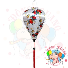 Lồng đèn Hội An vải bóng hoa văn - dáng tỏi