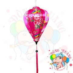 Lồng đèn Hội An vải bóng hoa văn - dáng tỏi