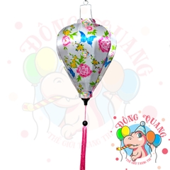 Lồng đèn Hội An vải bóng hoa văn - dáng tỏi