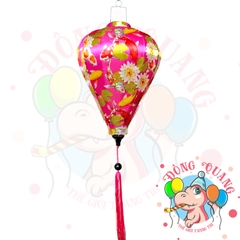 Lồng đèn Hội An vải bóng hoa văn - dáng tỏi