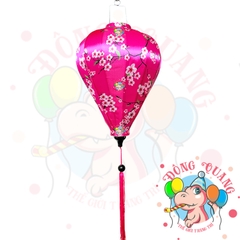 Lồng đèn Hội An vải bóng hoa văn - dáng tỏi