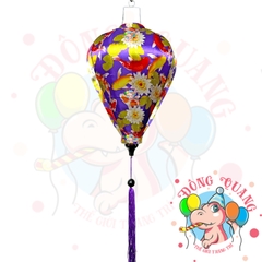 Lồng đèn Hội An vải bóng hoa văn - dáng tỏi