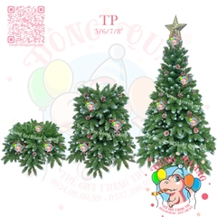 Cây thông đầu nhọn phun sơn gắn trái thông (cành treo)