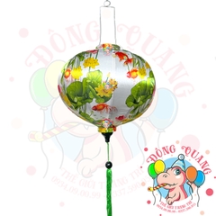 Lồng đèn Hội An vải bóng hoa văn - dáng tròn