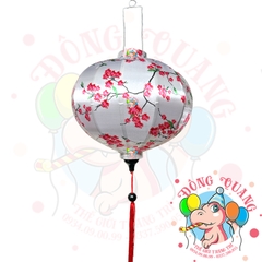 Lồng đèn Hội An vải bóng hoa văn - dáng tròn