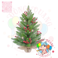 Cây thông mini PE 2 loại lá gắn cherry