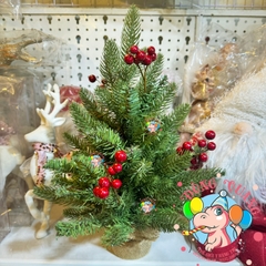 Cây thông mini PE 2 loại lá gắn cherry