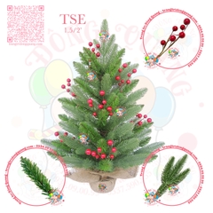 Cây thông mini PE 2 loại lá gắn cherry