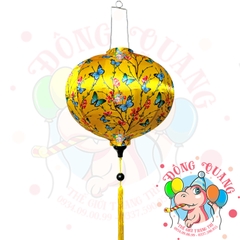 Lồng đèn Hội An vải bóng hoa văn - dáng tròn
