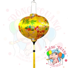 Lồng đèn Hội An vải bóng hoa văn - dáng tròn