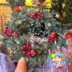 Vòng hoa nhánh thông 5 lá PE trang trí