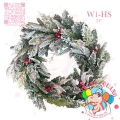 Vòng hoa 5 loại lá đầu vuốt nhọn phủ tuyết cherry