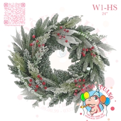 Vòng hoa 5 loại lá đầu vuốt nhọn phủ tuyết cherry