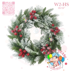 Vòng hoa 3 loại lá phủ tuyết cherry