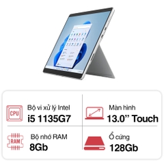 Máy tính xách tay Microsoft Surface Pro 8 (Core i5 1135G7/ 8Gb/ 128GB SSD/ 13.0inch Touch/ Windows 11 Home/ Platinum)