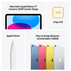 Máy tính bảng Apple iPad (A16) 11 inch Wi-Fi + Cellular 128GB SILVER MD7F4ZA/A - Chính hãng Apple Việt Nam