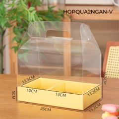 HỘP QUÀ TRANG TRÍ BÁNH VÀ HOA QUẢ 2 NGĂN TRONG SUỐT - HOPQUA2NGAN