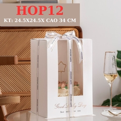 HOP12 - HỘP QUÀ ĐỰNG BÁNH KEM TRANG TRÍ KT 25X25X34 CM