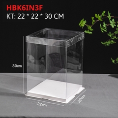 HBK6IN3F - HỘP BÁNH KEM MICA 6 INCH 3 TẦNG KT 22*22*30 CM