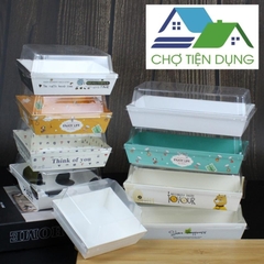 Hộp đựng bánh Hộp Giấy kèm Nắp Trong PET Hình Vuông Nhiều Họa Tiết