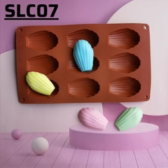 SLC07 - Khuôn Bánh Silicon Làm 9 Bánh Madeleines Quy Cookie Râu Câu SOCOLA Hình Sò Décor DIY Chịu Nhiệt Cao