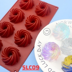 SLC09 - Khuôn Bánh Silicon Làm 8 Bánh Quy Cookie Râu Câu SOCOLA Hình Sò Xoắn Ốc Décor DIY Chịu Nhiệt Cao