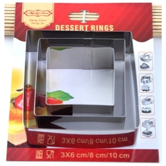 KHUÔN NHẤN BÁNH MOUSSE - COOKIES BỘ 3 KHUÔN HÌNH VUÔNG - CBMOUSVUONG3P