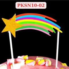 PKSN10 - Cắm Bánh Kem Sinh Nhật Phụ Kiện Trang Trí Happy Birthday Topper Hình Cầu Vông Ngôi Sao