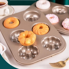 KHAY NƯỚNG BÁNH DONUT KHUÔN 6 BÁNH CHỐNG DÍNH MÀU VÀNG - TRAY06DONUT