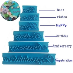 DC0030 - KHUÔN NHẤN DECOR BÁNH KEM QUY FONDANT TẠO VIỀN HÌNH CHỮ BEST WISHES HAPPY BIRTHDAY CONGRATULATIONS ANNIVESARY
