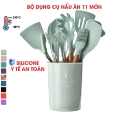 Set 11 dụng cụ nấu ăn Silicone - Bộ dụng cụ nấu ăn, làm bếp, làm bánh silicon  MÀU XANH NGỌC - CBBEP11PX
