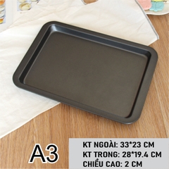 Khay Nướng Bánh Mì Chống Dính Hình Chữ Nhật Màu Đen 33 x23 CM - TRAYA3D