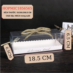 HỘP BÁNH KEM MICA TRONG SUỐT ĐẾ GIẤY VIỀN KT 18.5X6.5X6.5 CM - HOPMIC1856565