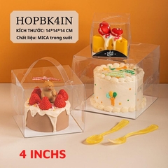 HỘP BÁNH KEM MICA  TRONG SUỐT 4 INCH KT 14*14*14CM -  HOPBK4IN