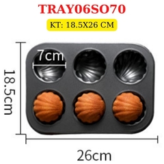 KHAY NƯỚNG 6 BÁNH HÌNH SÒ - TRAY6SO70