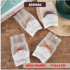 TÚI BÁNH QUY COOKIES SET 50 TÚI HÌNH MÈO TRẮNG 7*15+3 CM - J00081