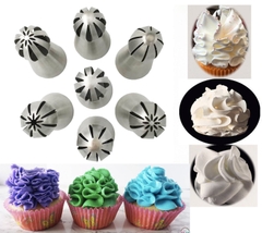Bộ 7 Đuôi bắt bông kem cupcake 3D Balltips cầu đui tạo hình hoa văn bánh kem dạng Hình Quả Cầu - CBDUI3DBALL7P