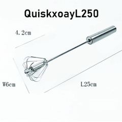 Cây Đánh Trứng Inox Trục Tự Xoay dài 25 CM - QuiskxoayL250