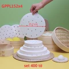 GPPL152X4 - Set 400 Tờ Giấy Nến Lót Khay Hấp Nướng Bánh Bao Đục Lỗ ĐK 152 mm