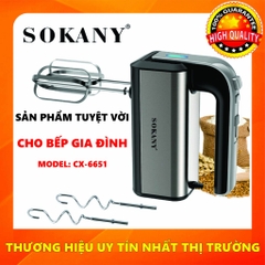 Máy đánh trứng, nhào bột Sokany CX-6651 cầm tay tiện lợi 5 mức trộn (Bảo hành 12 tháng) SKNCX6651