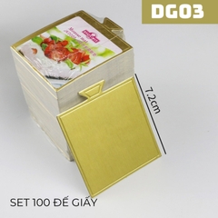DG03 - ĐẾ GIẤY BÁNH LẠNH MOUSSE HÌNH VUÔNG SET 100 ĐẾ KT 7X7 CM