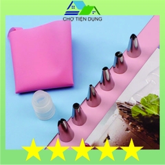 Đui Bắt Kem Làm Bánh Sinh Nhật Set 6 Đuôi Bắt Kem Tặng Kèm Đầu Nối Và Túi Bơm Kem Silicon Cao Cấp 8pcs - CBDUI6SILI