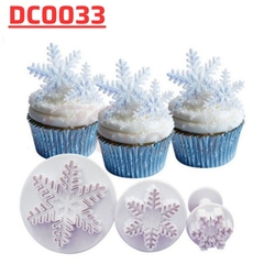 DC0033 - Bộ 3 Dụng cụ Khuôn nhấn bánh Quy Fondant Cookie Hoa Tuyết Giáng Sinh DIY