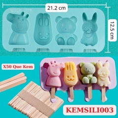 KHUÔN KEM QUE SILICON TẶNG KÈM 50 QUE KEM - KEMSILI003