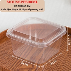 HỘP BÁNH MOUSSE PUDDINING CÓ NẮP TRONG SUỐT SANG TRỌNG -MOUSSPP600ML