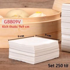 GBB09V - Set 250 Tờ Giấy Lót Bánh Bao Há Cảo Dimsum Tiểu Long Burger KT 9x9 CM