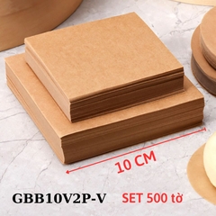GBB10V2P-V - Set 500 Tờ Giấy Nến Vàng Lót Bánh Bao Há Cảo Dimsum Tiểu Long Burger KT 10x10 CM