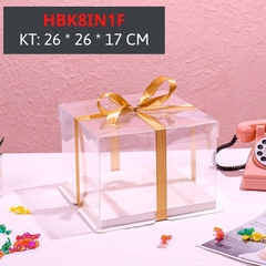 HBK8IN1F - HỘP BÁNH KEM MICA 1 TẦNG KT 26 * 26 * 17 CM