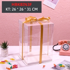 HBK8IN3F - HỘP BÁNH KEM MICA 8 INCH 3 TẦNG KT 26 * 26 * 31 CM