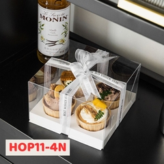 HOP114N - HỘP ĐỰNG BÁNH CUPCAKE MUFFIN 4 BÁNH MICA